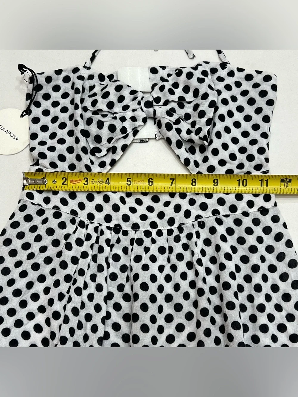 Tularosa Polka Dot Mini Dress Sz XS Halter/Strapless Cut Out Bow Summer NWT - Picture 10 of 11